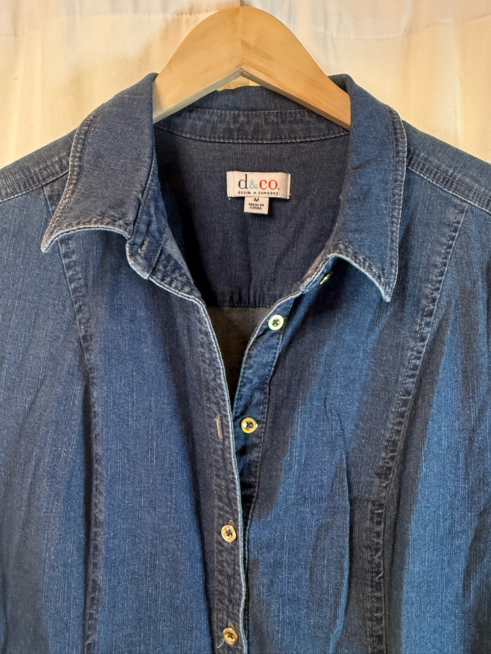 d&co. Denim Button-Front Tunic Shirt Jacket - Picture 2 of 11